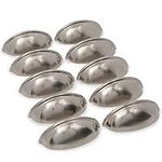 10 Pack - Aviano Collection Satin Nickel Cabinet Hardware Bin Cup Drawer Handle Pull - 3" Inch (76mm) Hole Centers