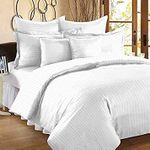 Babulal Jhunjhunwala White Satin Stripe Double Bedsheet Set (Manufactured Using Bombay Dyeing Fabric ONLY) - One Bedsheet (90*100) Plus Two (2) Pillow Covers (18*28)