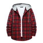 oelaio Men's Casual Hooded T-Shirts 2023 Fall Fashion Long Sleeve Solid Color Pullover Tops Winter Blouse Red Medium