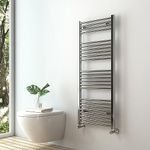 S'AFIELINA Towel Rail Radiator 1200 x 500 mm, Chrome Towel Radiator Towel Rail Central Heating Radiator Designer Towel Radiator Modern Straight Ladder Bathroom Warmers