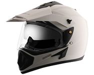 Vega Off Road ISI Certified Gloss Finish Full Face Dual Visor with Peak Helmet for Men and Women Outer Clear Visor and Inner Smoke Sun Visor(White, Size:M)