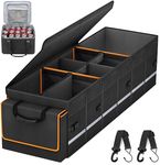 Car Trunk Organizer and Storage with Removable Leakproof Cooler Bag, 6 Removable Dividers for Custom Space, Collapsible Trunk Storage with Non Slip Bottom, Foldable Cover