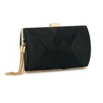 ZOOEASS Women Clutch Bag Evening bag Fringed Evening Handbag,Lady Party Wedding Clutch Purse Chain Shoulder Cross Body Bag(Black)