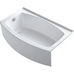 Kohler K-1118-La-0 Expanse 60" X 30" Curved Three-Wall Alcove Bath With Tile Flange And Left-Hand Drain, White