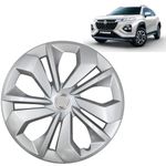 Panewaj Fronx 16" Inch Wheel Cover Glossy Paint Universal Silver Wheel Cover/Cap for All 16 Inch Cars (Size 16 Inch Set of 4 Pcs Press Fitting (Silver)