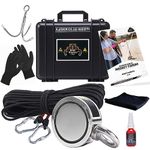 800LB’s Complete Magnet Fishing Kit | Double Sided Fishing Magnet Kit with Case | Includes Strong Neodymium N52 Magnet, Durable 65ft Rope, Carabiner, Gloves, Grappling Hook & Carry Case