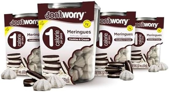 Don't Worry Keto Friendly Meringue Cookies - Cookies & Cream, Only 1 Calorie per piece!, Healthy Kosher Candy, Gluten Free Snacks for Adults, Low Carb, Low Sugar Snacks - 4 Pack