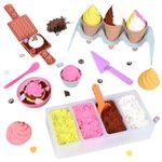 Ice Cream Toys Play Sand for Kids - Sensory Bin, 34pcs Ice Cream Shop Playset Sand Box 2LBS Moon Sand,Fine Motor Skills Activities Kids Sensory Toys for Girls 3 4 5 6 7 8 Year and Up