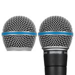 Geekria for Creators Microphone Replacement Grille for Shure SM58, SM58-LC, SM58S, BETA 58A, SV100, PGX24, SLX4 Mic Head Cover, Microphone Ball Head Mesh Grill, Capsule Parts (Silver / 2 PACK)