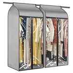 Univivi Hanging Garment Bags,2PCS Garment Clothes Cover Protector Garment Rack Cover Protector Well-Sealed Dress Bags with Clear Windows for Suits Long Dresses(54 Inch)