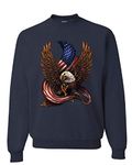 Tee Hunt USA Stars and Stripes Sweatshirt Patriot American Pride Bald Eagle Sweater, Navy Blue, XXL