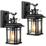 VIANIS Motion Sensor Outdoor Wall Light Fixture, 2-Pack Dusk to Dawn Outdoor Lanterns for Front Porch, Waterproof Black Garage Light Fixture Wall Mount for Garage Replacement, Anti-Rust 100% Aluminum