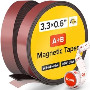 Magnetic Tape A+B - 3.3 Feet x 0.6 Inches x 0.07 Inches - Self Adhesive Magnetic Tape Roll with a Ruler