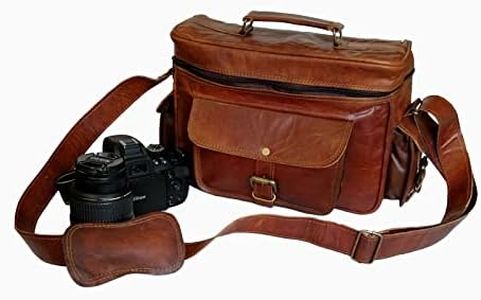 Madosh Vintage Camera Bag Genuine Leather Men's Shoulder Bag Brown DSLR SLR Lens Protection Crossbody Bag