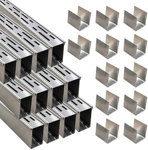 Pool Deck Drain Channel 1-11/16" W 12 Pcs,Pool Drain,Silver Channel Drain