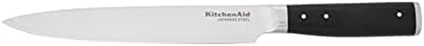 KitchenAid Gourmet Forged Triple Rivet Slicing Knife with Custom-Fit Blade Cover, 8-inch, Sharp Kitchen Knife, High-Carbon Japanese Stainless Steel Blade, Black