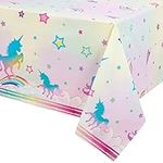 WERNNSAI Unicorn Table Covers - Rainbow Unicorn Party Decorations 108'' x 54'' Disposable Printed Plastic Tablecloth for Girls Birthday Baby Shower Unicorn Themed Party Supplies