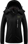 GEMYSE Women's Mountain Waterproof Ski Jacket Windproof Fleece Outdoor Winter Coat with Hood (Black,XL)