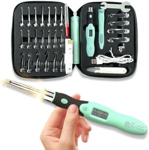 Upgraded Counting Crochet Hook Set - 24-in-1 Interchangeable Hooks Kit - Light Up, Digital Stitch & Row Counter- No Need to Move Fingers- Ergonomic for Arthritic Hands - Cool Gift