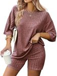 IN'VOLAND Women's Plus Size Pajama Set Short Sleeve Knit Tops and Shorts Sleepwear Loungewear Summer