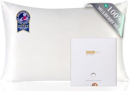 ZIMASILK 100% Pure Mulberry Silk Pillowcase for Hair and Skin Health,Soft and Smooth,Both Sides Premium Grade 6A Silk,600 Thread Count,with Hidden Zipper,1pc (King 20''x36'',White)
