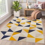 AMEHA Area Rugs Living Room - Yellow Rug for Bedroom Modern Carpet - Geometric Style Non Shedding Durable Super Soft Triangle Pattern Small Rug (40 x 60Cm, Brio)