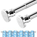 BreeRainz Extendable Shower Curtain Poles 110 to 290cm, No Drill Tension Rod Adjustable Shower Curtain Rail, telescopic pole for Window Bathroom Closet Wardrobe Kitchen Balcony Door, Stainless Steel