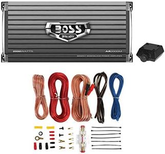 BOSS Audio AR2000M Armor 2000 Watt Monoblock Class Car Audio Amplifier with Bass Remote Control and AKS8 Amplifier Installation Wiring Kit