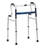 KosmoCare Premium Imported Light weight Aluminum Height Adjustable Folding Step-up Walker - Silver