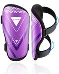 Shin Guards Soccer Kids Youth, CE Certified Airsfish Shin Guard Protection Gear for 2-18 Years Old Boys Girls Teenagers High Impact Resistant Breathable Comfortable 1 Pair 4 Sizes (Purple, X-Small)