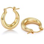 18k Gold Plated Hoop Earrings Large Thick Chunky Hoop Earrings lightweight Tube Earring for Women