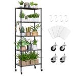 5 Tier Shelving Unit Adjustable Storage Shelf Metal Storage Rack Wire Storage Shelves with Heavy-Duty Rubber Metal Wheels for Laundry Bathroom Kitchen Pantry Closet