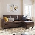 HONBAY Faux Leather Sectional Sofa,