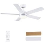 CJOY Ceiling Fans with Lights, 42 inch White Ceiling Fans with Lights and Remote Control, Quiet Reversible DC 5 Bades, Memory 3CCT, Dimmable, Sleep Mode, Timer, Use for Bedroom/Living Room/Kitchen