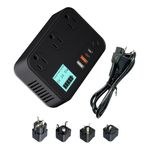 220v to 110v Converter 300W Pure Sine Wave Voltage Converter with PD20W + QC18W + 2 USB + 3 AC Ports Travel Power Transformer Plug Converter Covers European UK China Australia Asia and More Countries