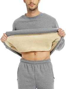Yeokou Mens Fashion Warm Fleece Crewneck Sweatshirt Thick Sherpa Lined Pullover Tops(LightGrey-XL)