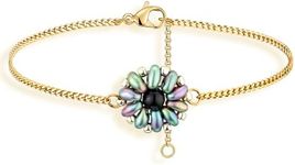 Valloey Rover Gold Bracelets for Women 14K Gold Plated Flower Bracelets Curb Link Chain Bracelet Jewelry Gifts for Women