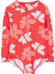 Simple Joys by Carter's Toddler Girls' One Piece Rashguard, Pink Floral, 2 Years