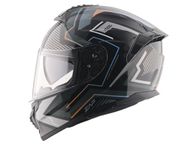 Vega Zap Explore D/V ISI and DOT Certified Gloss Finish Full Face Helmet for Men with Dual Visors and Spoiler-Black Grey-L