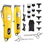 CkeyiN Hair Clippers for Men with Cordless Close Cutting T-Blade Trimmer Kit, 6500RPM Professional Hair Cutting Kit Beard Trimmer Barbers Men Kids Clipper Set Rechargeable LED Display Grooming Kit