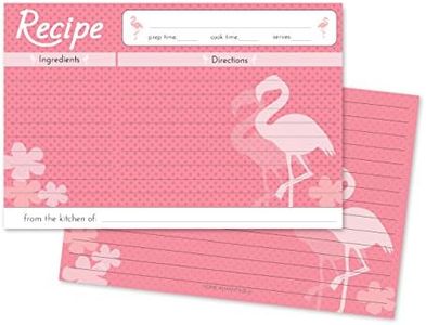Home Advantage Pink Flamingo Design Set Double Sided Family 4x6 Recipe Cards, Set of 50