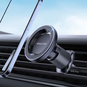 Miracase Car Phone Holder for Magsafe [Strong Magnets] Magnetic Phone Holders for Your Car, 360°Adjustable Air Vent Hands Free Cell Phone Mount Cradle Fit iPhone 17-12 & All Smartphones, Carbon Fiber
