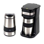 Salter COMBO-4773 Digital Coffee Maker to Go & Grinder - 420ml Stainless Steel Travel Mug, Personal One Cup Coffee Machine, LCD Display, 60g Grinding Mill, One Touch Operation & Fast Grinding