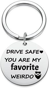Aesnefe Drive Safe You are My Favorite Weirdo Keychain, I Love You Gift for Him, Birthday Valentine's Day Chrismas Anniversary Jewelry for Boyfriend Husband, New Driver Gift, Metal, not known