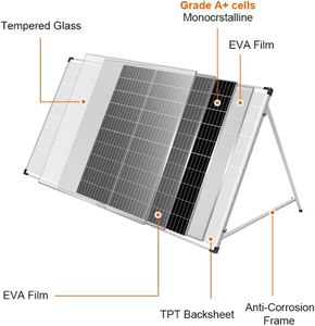 DOKIO 200W Foldable Portable Solar Panel Suitcase – 12V Monocrystalline with 20A Controller