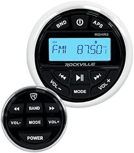 Rockville RGHR2 Marine Gauge Hole Receiver W Bluetooth USB, Radio + Wired Remote