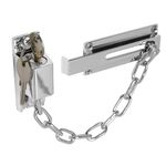 XFORT Polished Chrome Locking Door Chain, Front Door Security Chain with External Key Unlocking Mechanism.