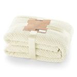 DecoKing 150x200 cm Scandanavian Style Blanket Bedspread Cover Microfibre Fleece Soft Smooth Cuddly Cosy Cream Henry