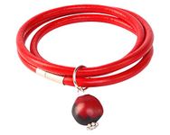 Red Leather Peruvian Bracelet for Women Made with Red & Black Natural Huayruro 12mm Charm By Evelyn Brooks