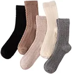 Milumia Women's 5 Pairs Cable Knit Crew Socks Casual Comfy Winter Socks Multicolor One Size